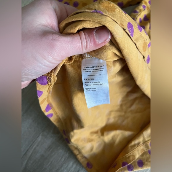 Tea Collection Girls Apple/Plum Polka Dot Dress Yellow Collared Long Sleeves - 7 - Picture 4 of 8